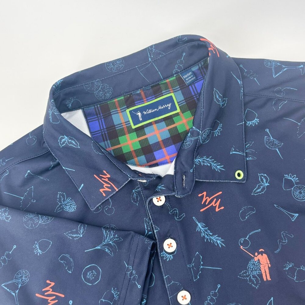 William Murray Golf Mens Multicolor‎ SS Graphic Performance Golf Polo Size MD